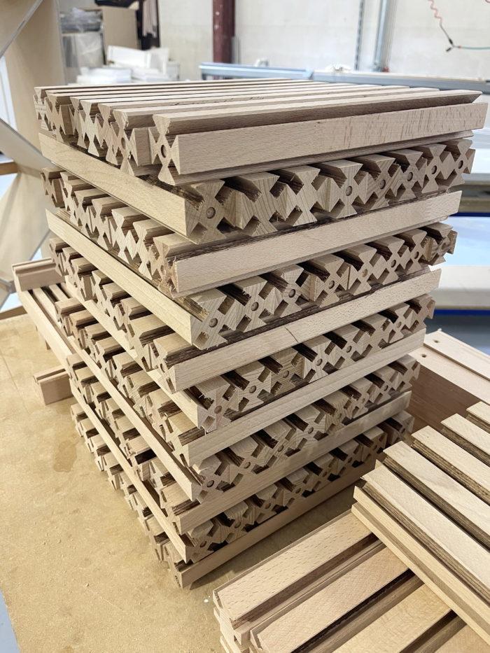 Pyramide d'axes Kubavin® avant finition et ponçage